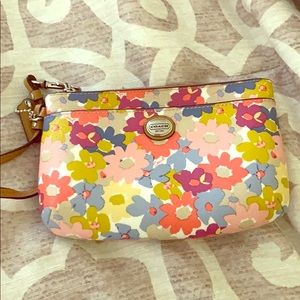 Coach flowered wristlet